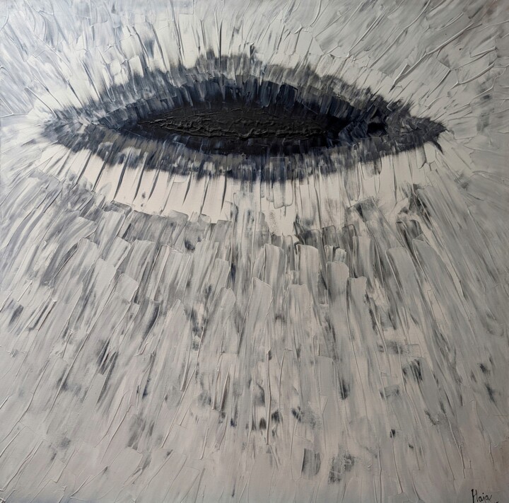 Painting titled "les yeux noirs" by Maxime Haja, Original Artwork, Acrylic