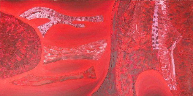 Painting titled "rouge10_70x140.jpg" by Maxime Haja, Original Artwork