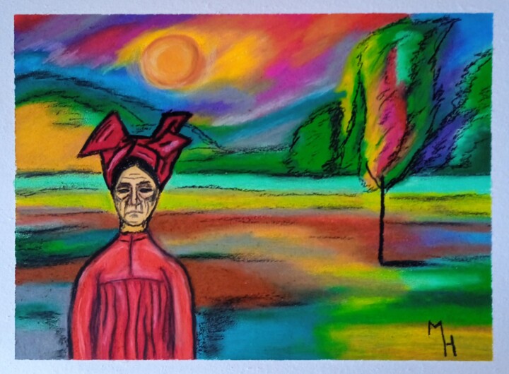 Painting titled "Shaman and the Sun" by Maximilian Honderflenik, Original Artwork, Pastel