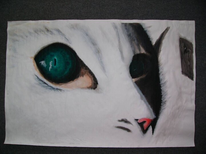 Painting titled "A Cat" by Maximilian Zabielski, Original Artwork, Acrylic