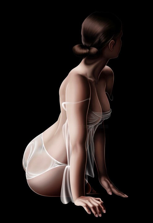 Digital Arts titled "Bougie" by Maximilien Brun, Original Artwork, Digital Painting Mounted on Wood Stretcher frame