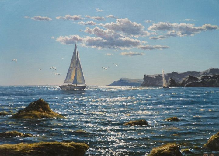 Painting titled "Море. Солнце. Лето…" by Maksim Ilin, Original Artwork, Oil