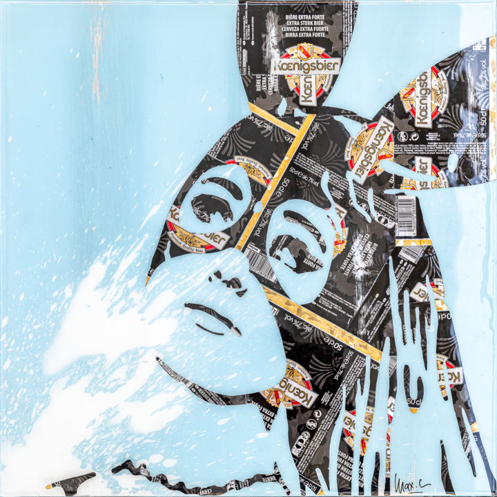 Collages titulada "Ariana Black & Blue" por Maxl, Obra de arte original, Collages