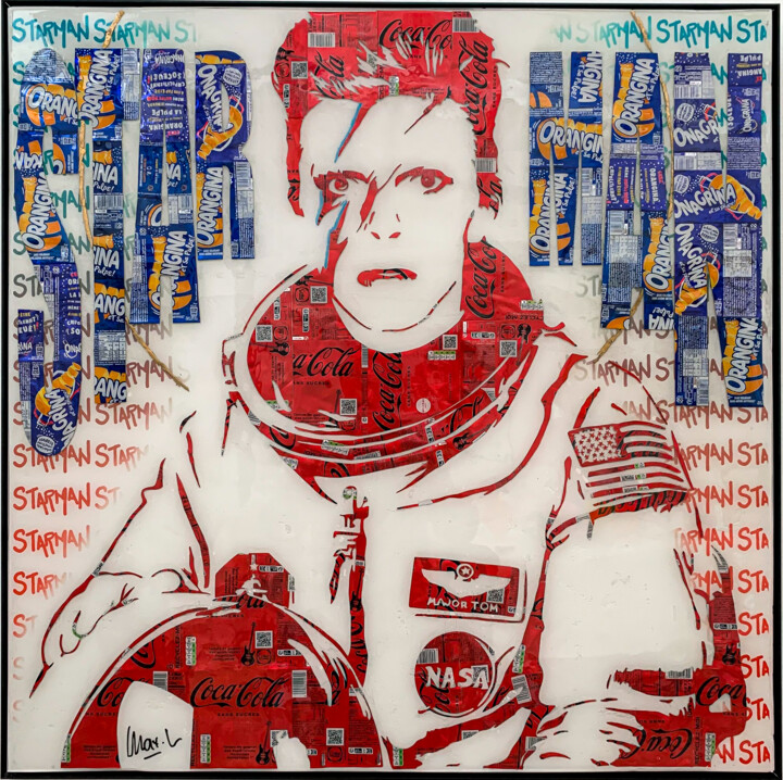 Collages titled "Starman 2" by Maxl, Original Artwork, Collages Mounted on Aluminium