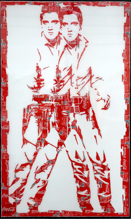 Collages intitulée "Double Elvis" par Maxl, Œuvre d'art originale, Collages Monté sur Aluminium