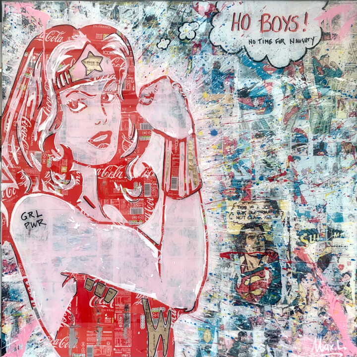 Painting titled "Girl Power" by Maxl, Original Artwork, Acrylic Mounted on Wood Panel