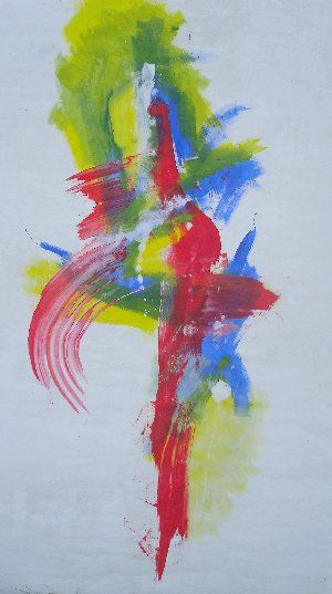 Painting titled "Red-Blue-Green Comp…" by Max Matthes, Original Artwork, Oil