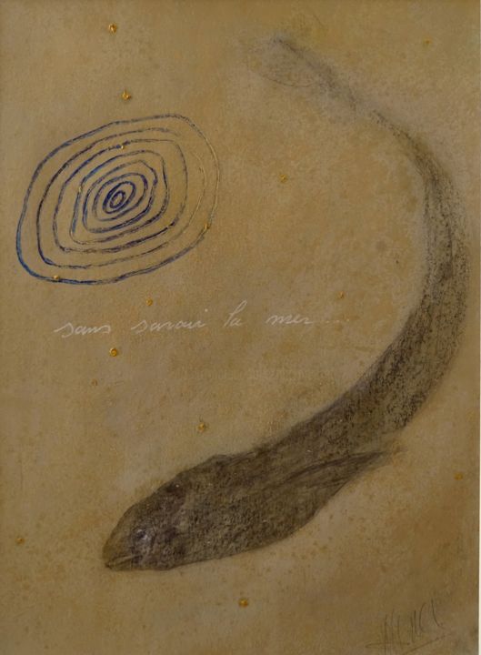 Dessin intitulée "sans savoir la mer" par Maxime Mucret, Œuvre d'art originale, Huile