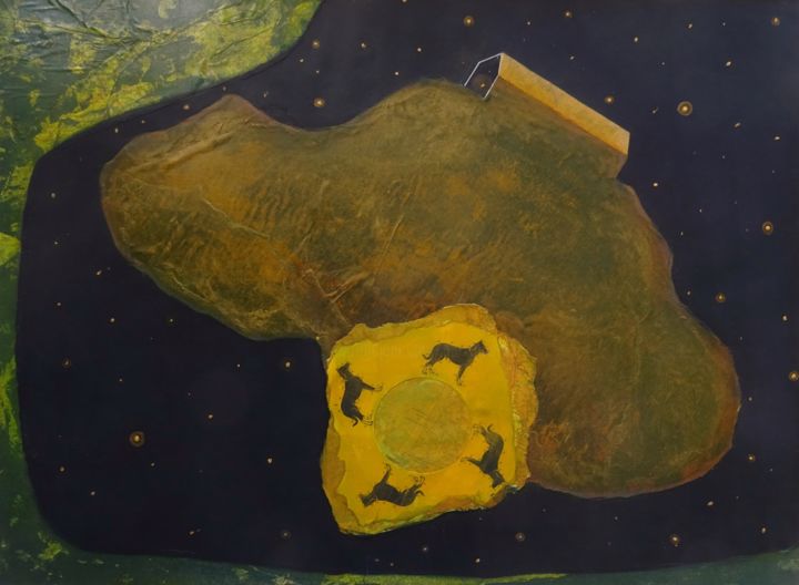 Malerei mit dem Titel "Nuit 1" von Maxime Mucret, Original-Kunstwerk, Öl
