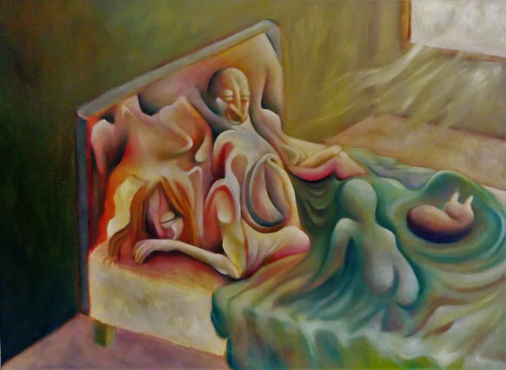 Painting titled "Matinée grasse" by Max No, Original Artwork, Oil
