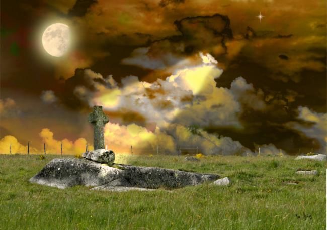 Digitale Kunst getiteld "La croix-tombe" door Max Parisot Du Lyaumont, Origineel Kunstwerk, Foto Montage