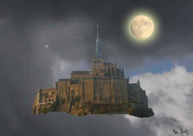 Arte digitale intitolato "Mont Saint Michel" da Max Parisot Du Lyaumont, Opera d'arte originale, Fotomontaggio