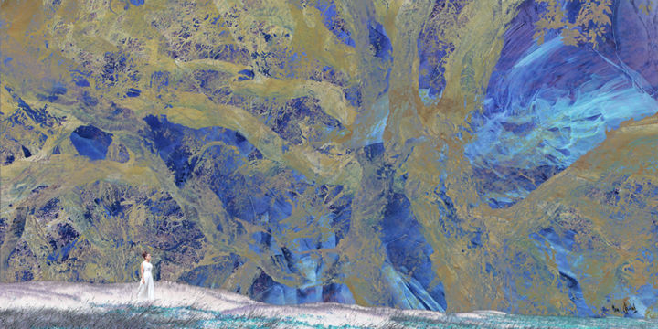 Arts numériques intitulée "lapis-lazuli" par Max Parisot Du Lyaumont, Œuvre d'art originale, Peinture numérique Monté sur Al…