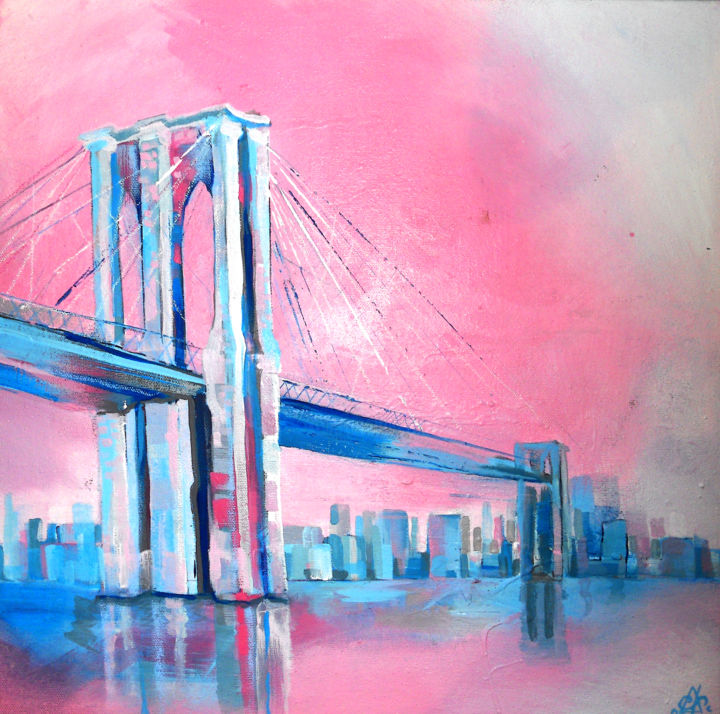 Peinture intitulée "Brooklyn Bridge" par Max Pipe, Œuvre d'art originale