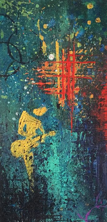 Peinture intitulée "Electric blues" par May, Œuvre d'art originale, Acrylique