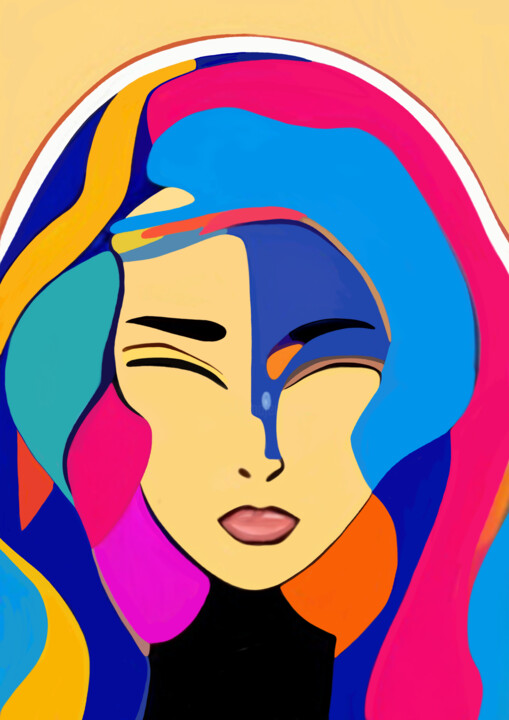 Painting titled "Modern Muse" by May Ho, Original Artwork, Digital Painting