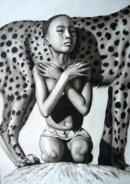 Peinture intitulée "pas vraiment seul" par Maya Arti, Œuvre d'art originale, Huile