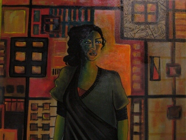 Peinture intitulée "Bombay" par Maya Ratovondrahona, Œuvre d'art originale, Huile