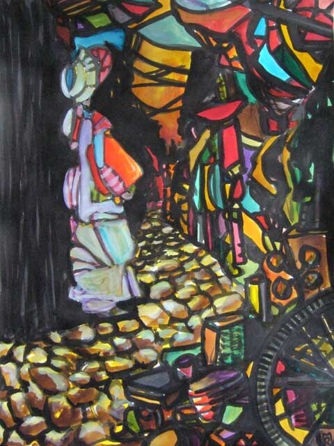 Pintura intitulada "Crépuscule bazar" por Maya Ratovondrahona, Obras de arte originais