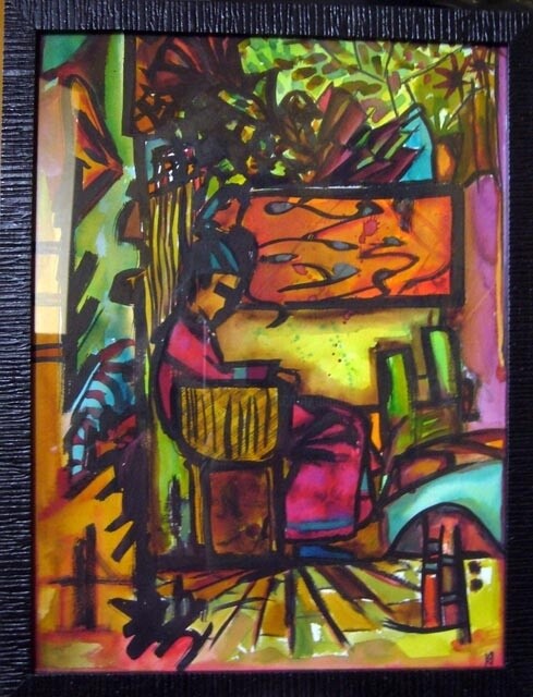 Malerei mit dem Titel "Samouraï" von Maya Ratovondrahona, Original-Kunstwerk, Öl