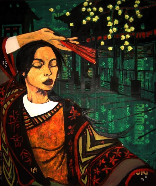 Peinture intitulée "Danse au clair de l…" par Maya Ratovondrahona, Œuvre d'art originale, Huile