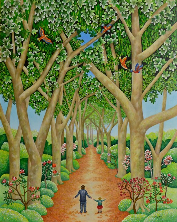 Peinture intitulée "Au Parc Montsouris" par Maya Starr, Œuvre d'art originale