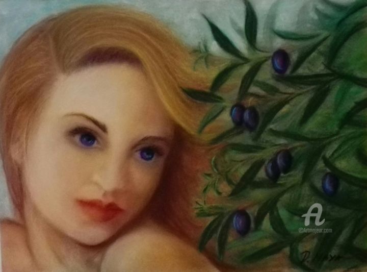 Peinture intitulée "Маслина" par D Maya, Œuvre d'art originale, Pastel