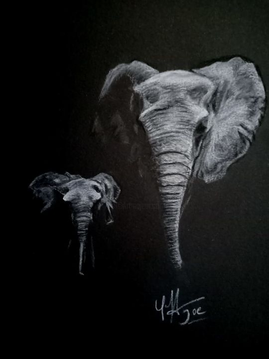 Pittura intitolato "Elephant generation…" da Joe, Opera d'arte originale