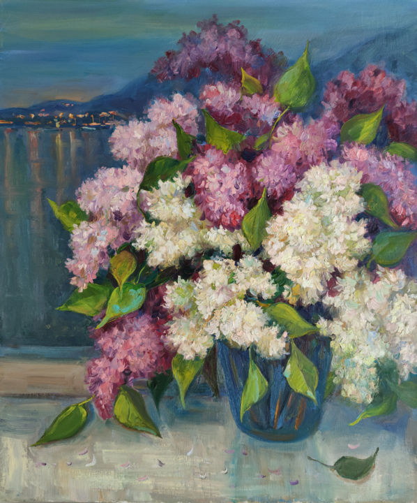 Peinture intitulée "Spring evening by t…" par Maya Kors, Œuvre d'art originale, Huile