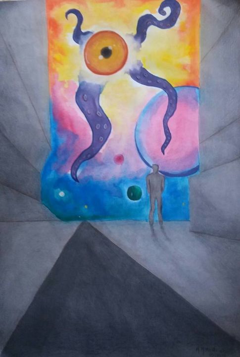 Pintura intitulada "The Observer" por Mayara Heidrich, Obras de arte originais, Aquarela