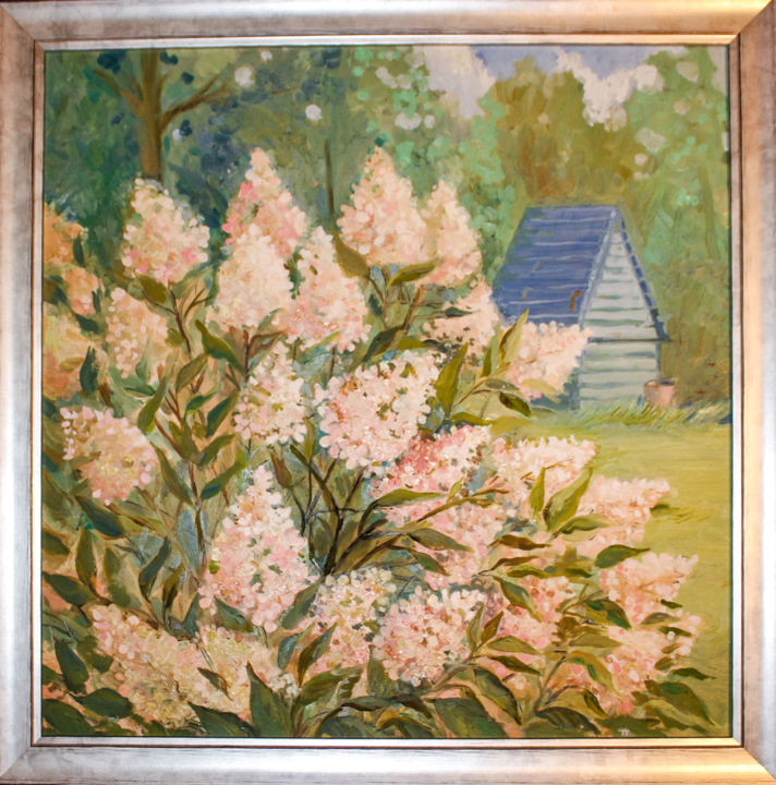 Картина под названием "Летний сад" - Майя Москвичева, Подлинное произведение искусства, Масло