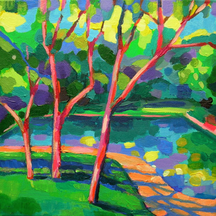 Painting titled "Little oasis in Cal…" by Maja Grecic, Original Artwork, Acrylic