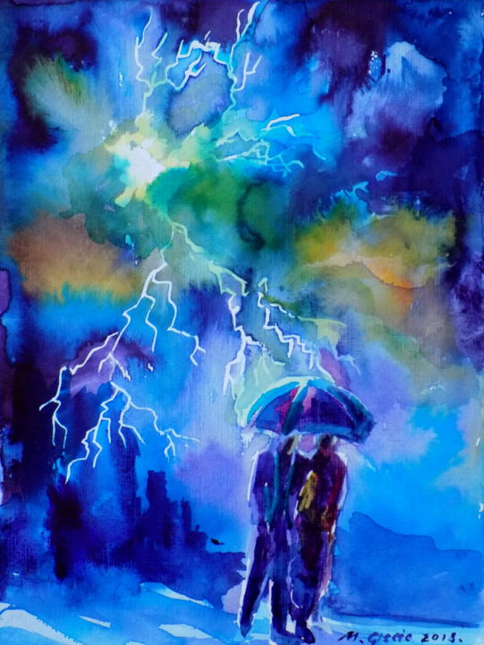 Painting titled "Together" by Maja Grecic, Original Artwork, Watercolor