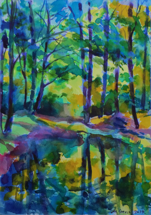 Painting titled "Reflections XXI" by Maja Grecic, Original Artwork, Watercolor
