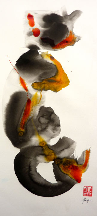 Pittura intitolato "serieocreb.jpg" da Maya Sumi-E, Opera d'arte originale, Inchiostro