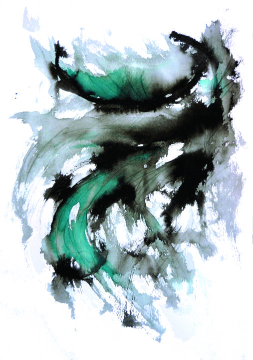 Pintura titulada "vientoa25x35prueba.…" por Maya Sumi-E, Obra de arte original, Tinta