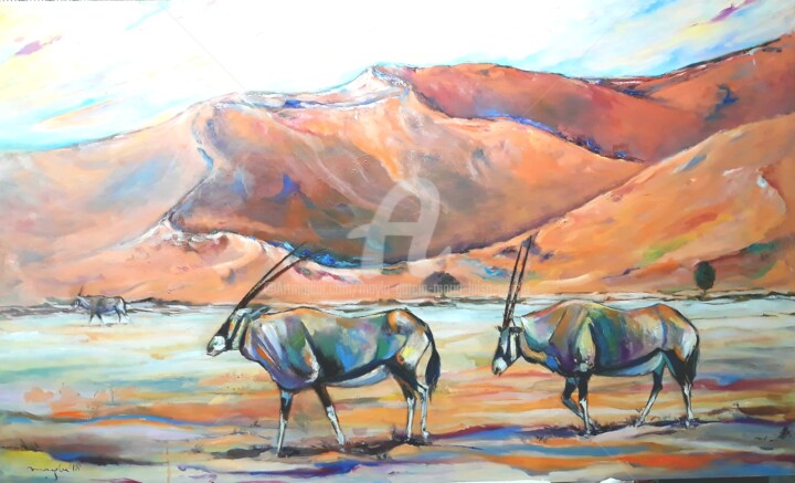 Ζωγραφική με τίτλο "AIRES DE NAMIBIA" από Maylu Garcia (María Luisa García), Αυθεντικά έργα τέχνης, Λάδι
