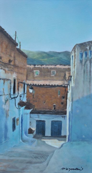 Malerei mit dem Titel "Calle de Chaouen II…" von Maymonis, Original-Kunstwerk, Öl