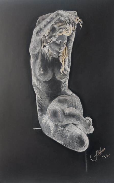 Картина под названием "A TRAVÉS DEL CRISTAL" - Mayra Montenegro, Подлинное произведение искусства, Пастель