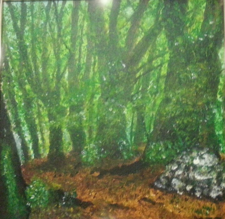 Malerei mit dem Titel "mi lugar del bosque" von Mayte Ayuso (Matete), Original-Kunstwerk, Acryl