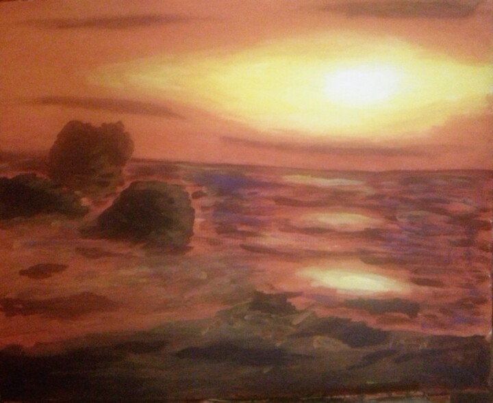 Painting titled "ATARDECER CAMINO DE…" by Mayte Ayuso (Matete), Original Artwork, Acrylic