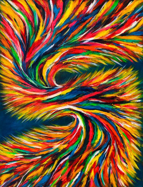 Painting titled "Release" by Mayumi Yamamoto, Original Art, Oil