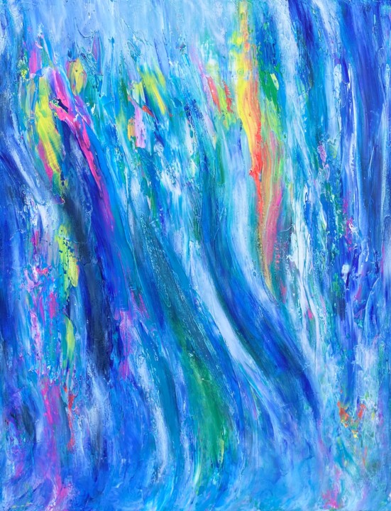 Painting titled "Go with the flow" by Mayumi Yamamoto, Original Artwork, Oil