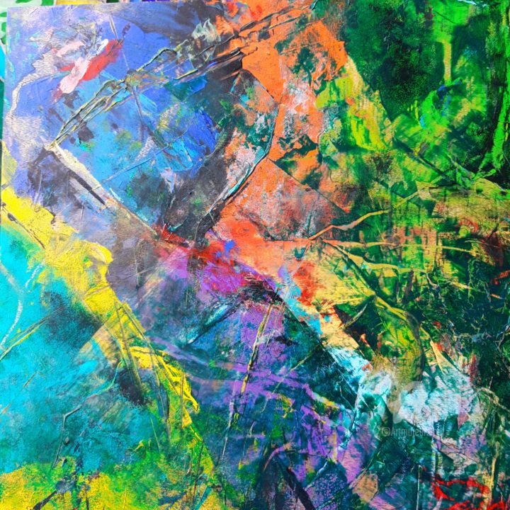 Peinture intitulée "Diffractions astral…" par Cécile Mazaleyrat, Œuvre d'art originale, Acrylique