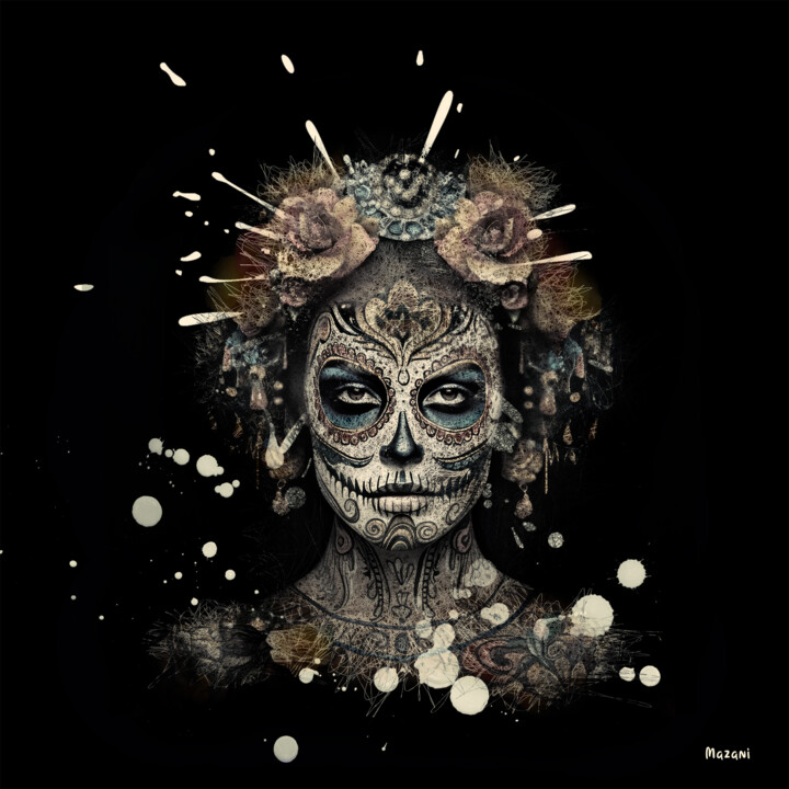 Digital Arts titled "Sugar Skull I" by Mazani, Original Artwork, Digital Painting
