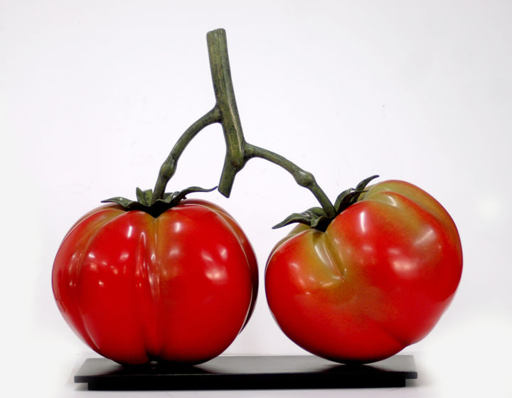 Скульптура под названием "Duo de tomates" - Mazel-Jalix, Подлинное произведение искусства, Бронза