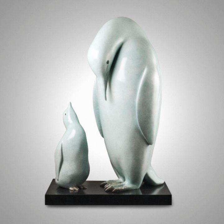 Sculpture titled "Les Pingouins" by Mazel-Jalix, Original Artwork, Aluminium
