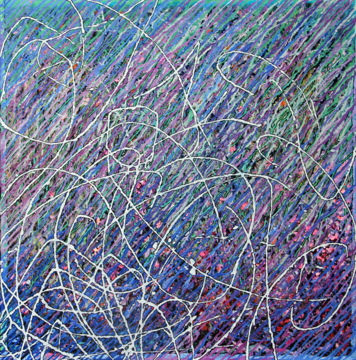 Painting titled "Herbes bleues" by Marie-Laure Maze, Original Artwork, Acrylic