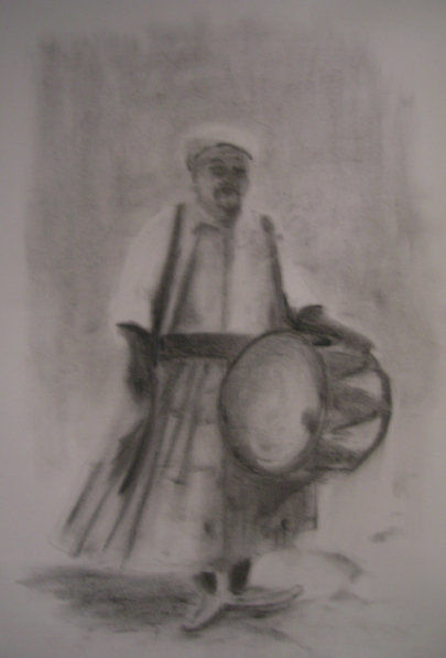 Painting titled "Joueur de Tambour" by Xraq, Original Artwork