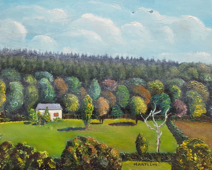 Peinture intitulée "Ardennes" par Marie Baudry (Marylene), Œuvre d'art originale, Huile Monté sur Châssis en bois